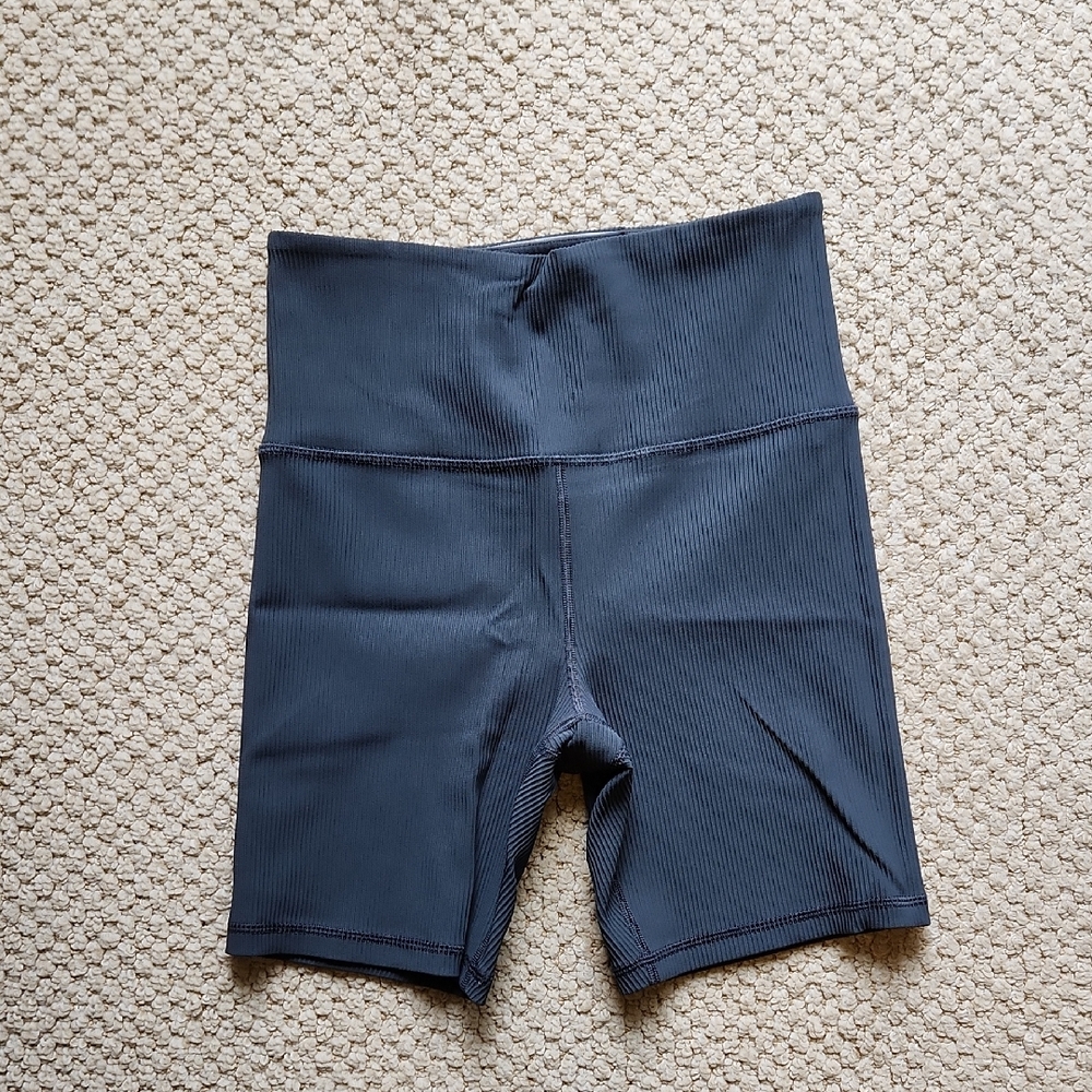 High-Waisted Ribbed Biker Shorts
